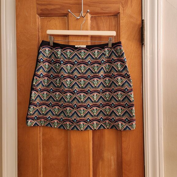 Anthropologie Ollari New York Beaded & Embroidered Skirt, Boho, Unique, Sz L - Picture 5 of 11